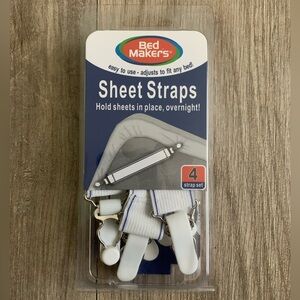 Bed Maker’s Adjustable Sheet Straps - 4 Strap Set, White